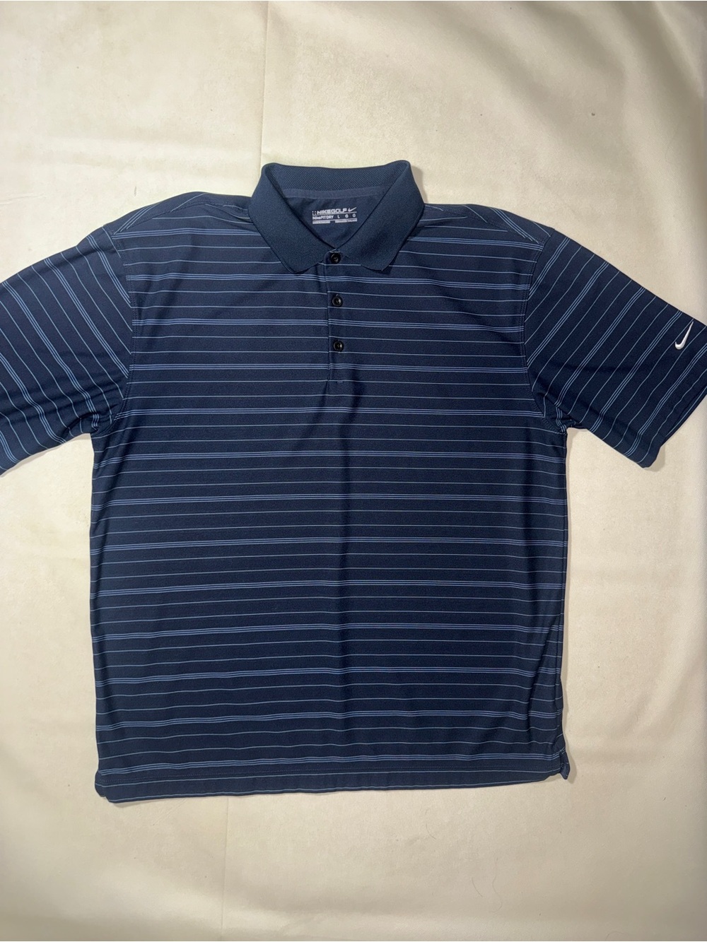 Nike Men's Navy Polo with Light Blue Stripe